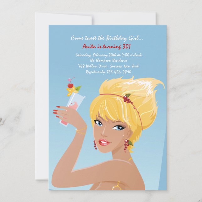 Here's to You Birthday Party Invitation (Front)
