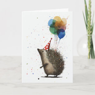 Hérisson avec carte de voeux Balloons