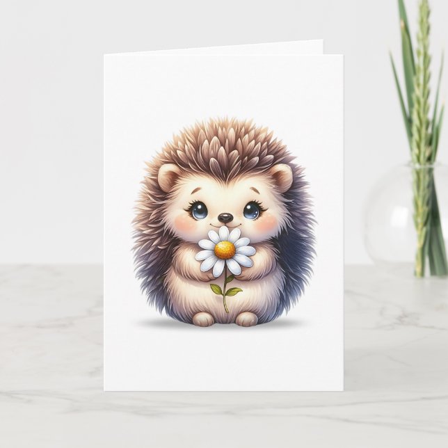 Hérisson mignon avec carte de voeux blanche (Devant)