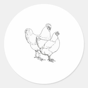 Heritage Breed Chickens - Rooster and Hen Classic Round Sticker