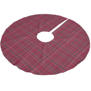 HERITAGE Burgundy Tartan Holiday Brushed Polyester Tree Skirt
