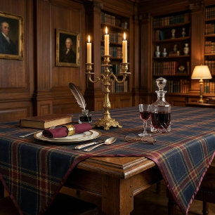 Heritage Burgundy Tartan Plaid   Luxury Old Money  Tablecloth