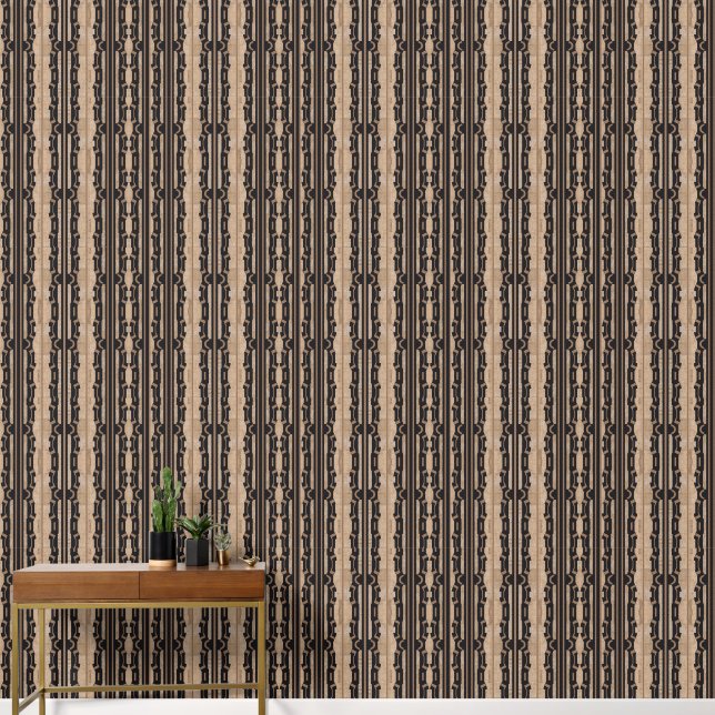 Heritage Chain Stripe No. 2 (sand + black)   Wallpaper (Hallway)