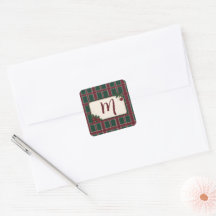 Heritage Christmas Burgundy Green Tartan Monogram