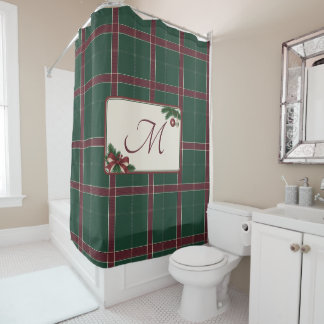 Heritage Christmas Pine Green Wine Plaid Monogram