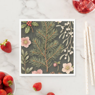 Heritage Christmas Rose Botanical Dinner Napkin