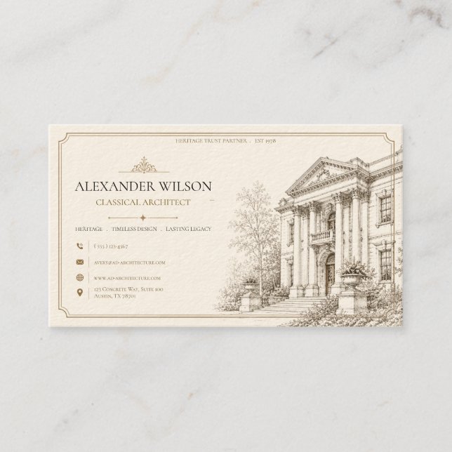 Heritage Classical Architect Business Card (Front)