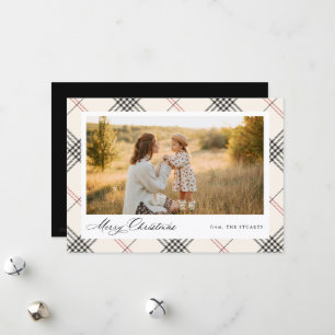 HERITAGE Cream Tartan Photo Holiday Card