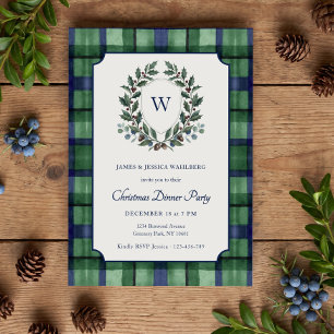 Heritage Crest Tartan Christmas Dinner Party Invitation