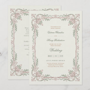 Heritage   Edwardian Rose Filigree Wedding Invitation