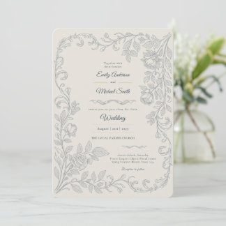 Heritage | Edwardian Silver Grey Floral Wedding Invitation