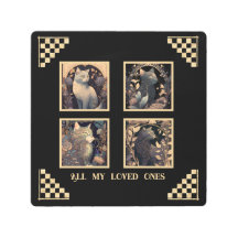 Heritage Feline Collage Art Nouveau Metal Print