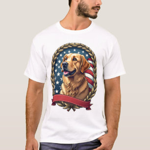 Heritage Golden Retriever Patriotic Vintage Tee