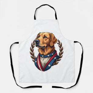 Heritage Golden Retriever Patriotic Vintage Tee 4 Apron