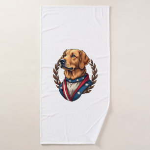 Heritage Golden Retriever Patriotic Vintage Tee 4 Bath Towel