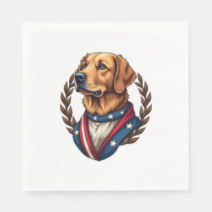 Heritage Golden Retriever Patriotic Vintage Tee 4 Napkin