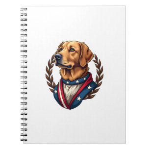 Heritage Golden Retriever Patriotic Vintage Tee 4 Notebook