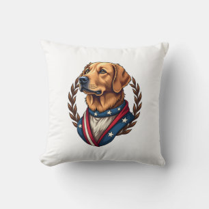 Heritage Golden Retriever Patriotic Vintage Tee 4 Throw Pillow