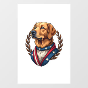 Heritage Golden Retriever Patriotic Vintage Tee 4 Window Cling