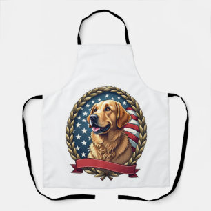 Heritage Golden Retriever Patriotic Vintage Tee Apron
