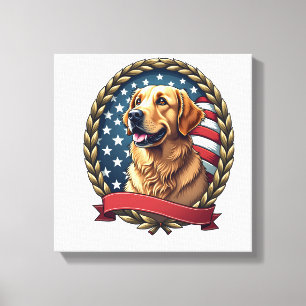 Heritage Golden Retriever Patriotic Vintage Tee Canvas Print