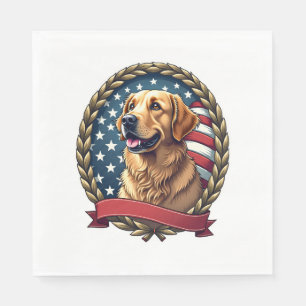 Heritage Golden Retriever Patriotic Vintage Tee Napkin