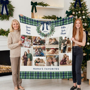 Heritage Green Navy Tartan Nanas Favourites Photo Fleece Blanket