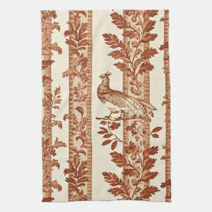 Heritage Hen Floral Stripe Toile Pattern Kitchen Towel