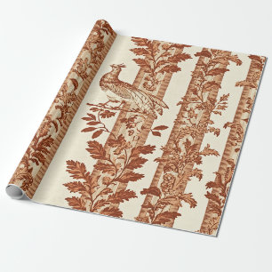 Heritage Hen Floral Stripe Toile Pattern Wrapping Paper
