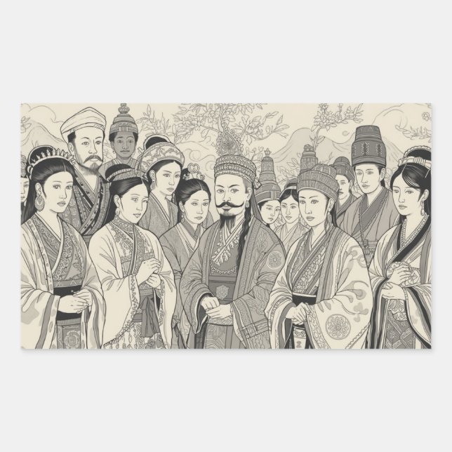 Heritage in Harmony: Black & White Traditional Art Sticker (Front)