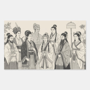 Heritage in Harmony: Black & White Traditional Art Sticker
