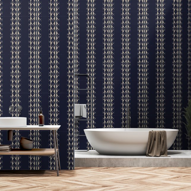 Heritage Luxe (Indigo + Earth) Luxury Wallpaper (Bathroom)