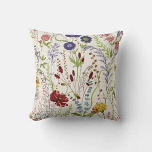 Heritage Meadow Garden Multicolored  Throw Pillow