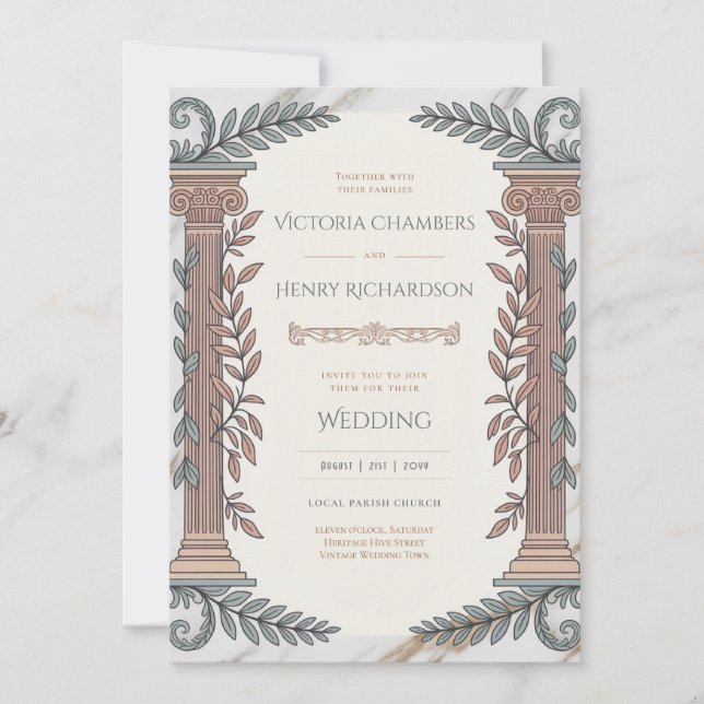 Heritage | Neoclassical Greco-Roman Wedding Invitation (Front)