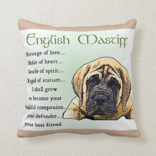 Heritage of Love English Mastiff Throw Pillow