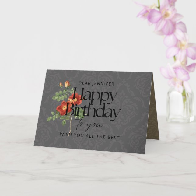 Heritage Primrose Elegant Custom Birthday Card (Orchid)