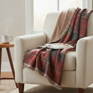 Heritage Red Plaid - Warm, Woven Tradition Throw Blanket