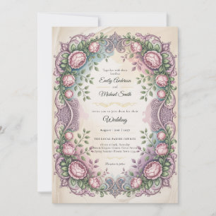 Heritage Rococo and Victorian Botanical Wedding Invitation