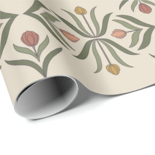 Heritage Tulip Trellis in Olive and Terracotta Wrapping Paper