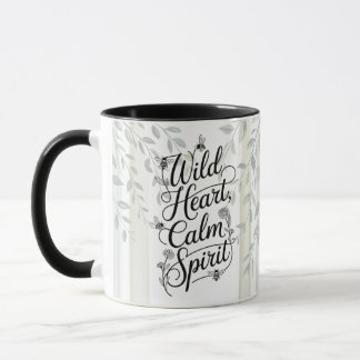 Heritage Wild Heart Calm Spirit Botanical Quote Mug