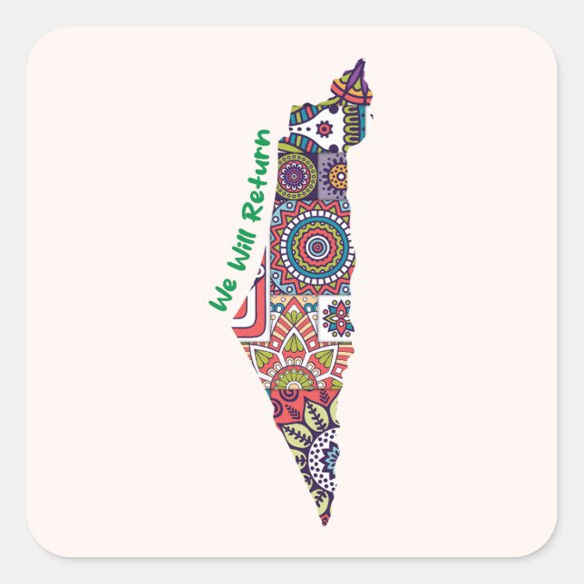  Heritage Within the Map of Palestine Square Sticker (Front)