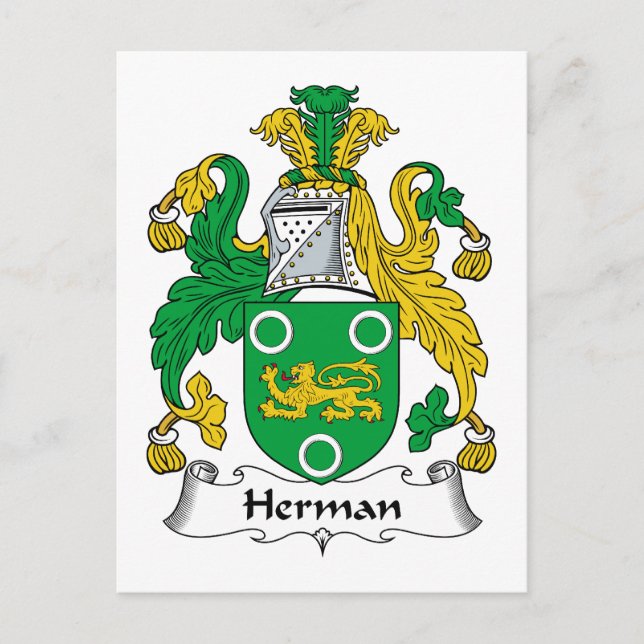 Herman Family Crest Postcard (Front)