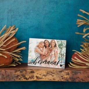Hermanas Script Spanish Sisters Photo Plaque
