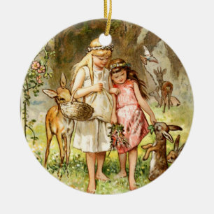 Hermann Vogel - Snow White and Rose Red Ceramic Ornament
