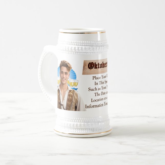 Hermann's Oktoberfest Rustic  PERSONALIZED Beer Stein (Front Left)
