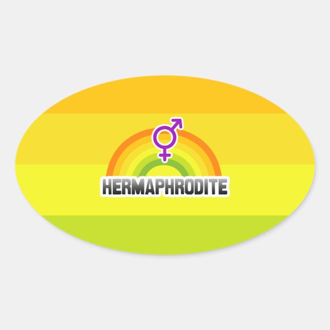 HERMAPHRODITE RAINBOW OVAL STICKER (Front)