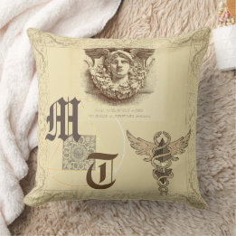 Hermes antique baroque elegant monogram throw pillow
