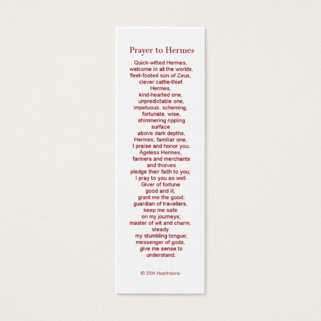 Hermes Prayer Card (Front)