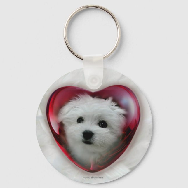Hermes the Maltese Keychain (Front)