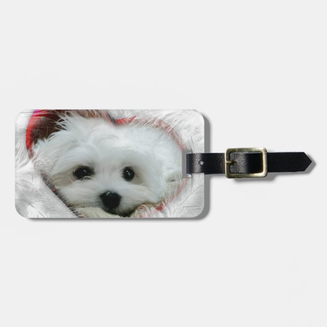 Hermes the Maltese Luggage Tag (Front Horizontal)